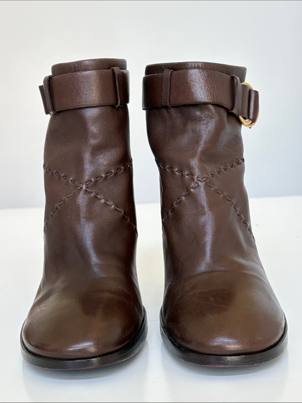 CHANEL Vintage Lambskin Ankle Booties with Buckle Strap